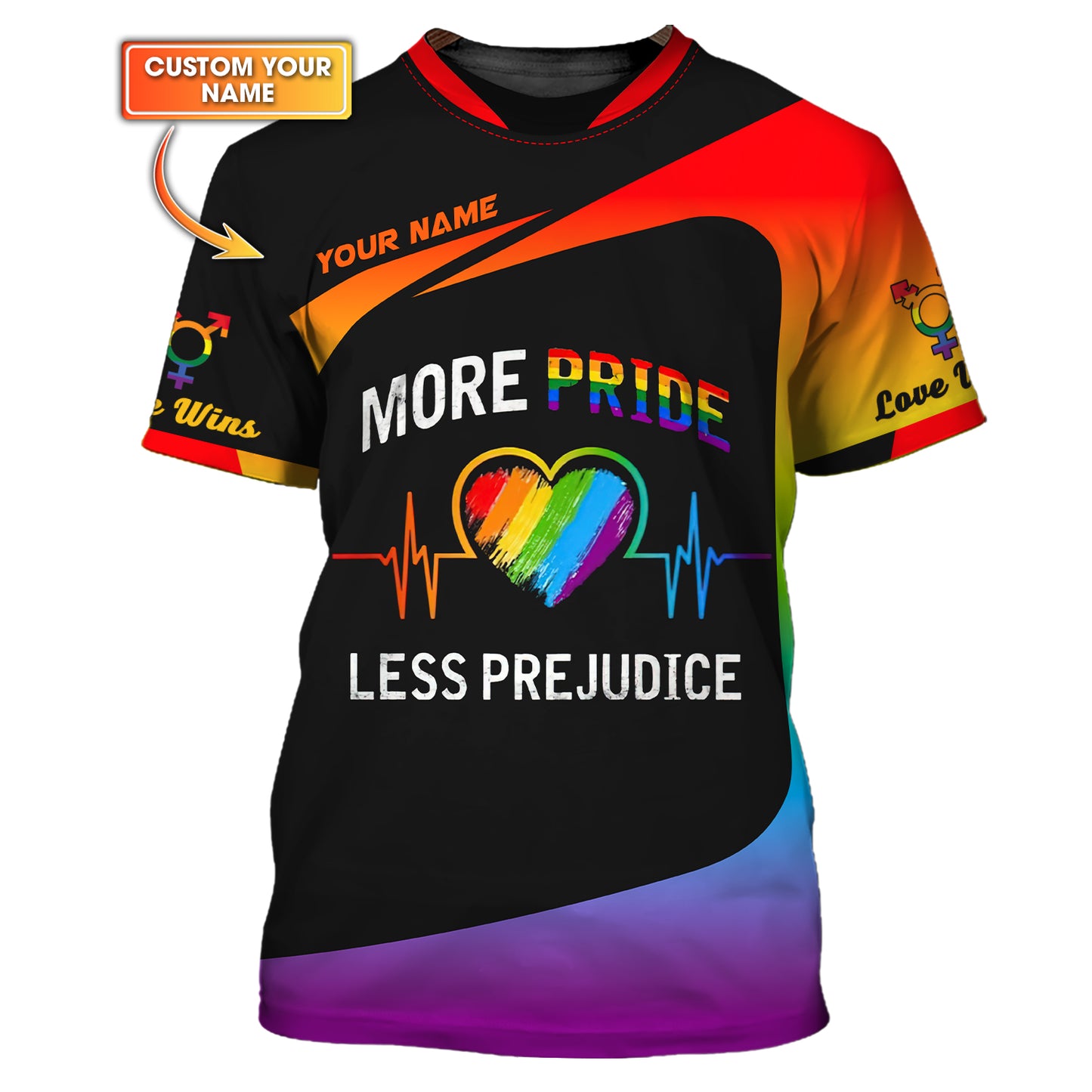 LGBT Custom Name Shirt More Pride Less Prejudice 3D Shirts Gift For LGBT Lovers