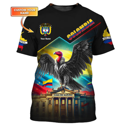 Camisetas personalizadas con gif del cóndor andino de Colombia para amantes de Colombia