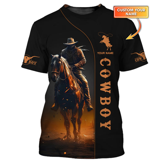 Cowboy Riding Horse Custom T-Shirts Gift For Cowboy Lovers