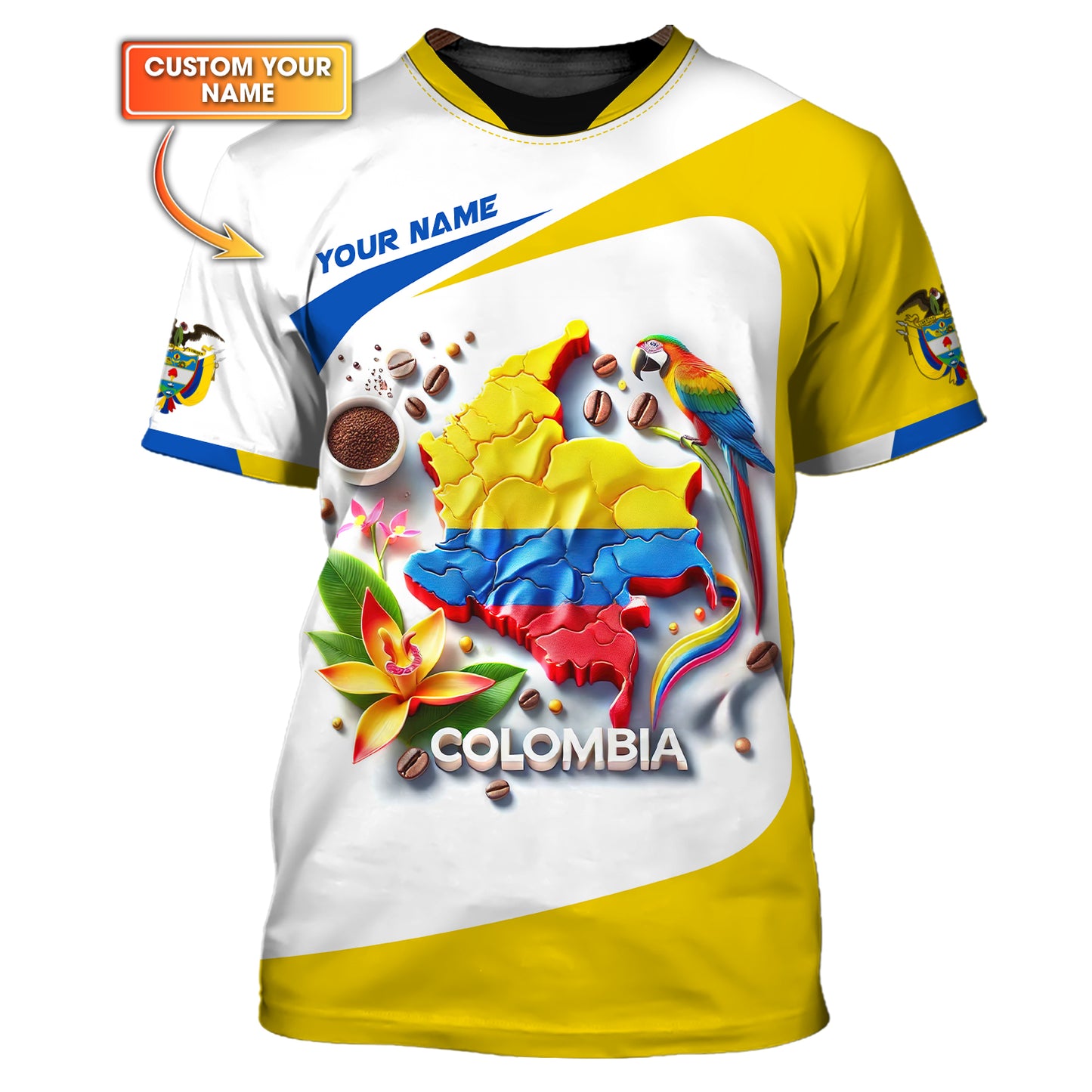 Personalized Colombia Map 3D Shirt Gift for Colombian Lovers