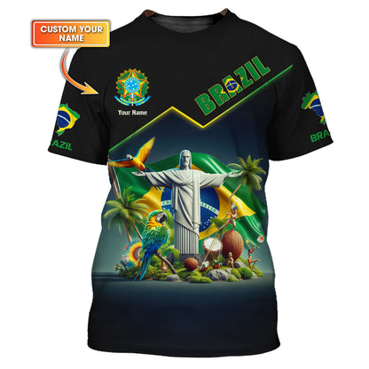 Camiseta personalizada con nombre de Brasil en 3D, regalo personalizado para los amantes de Brasil