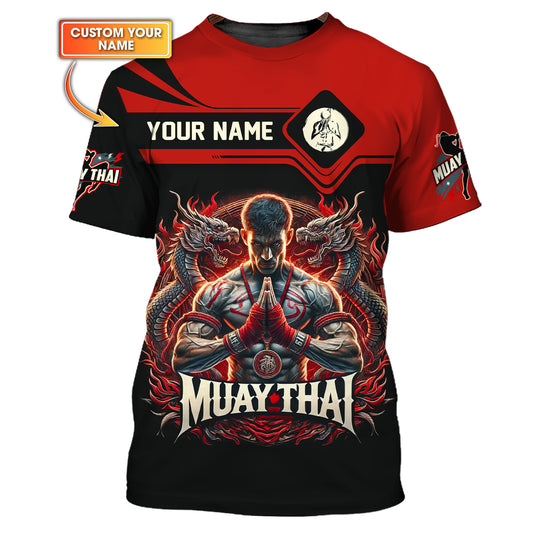 Camiseta de luchador de dragón de Muay Thai con nombre personalizado Regalo con nombre personalizado para amantes del Muay Thai