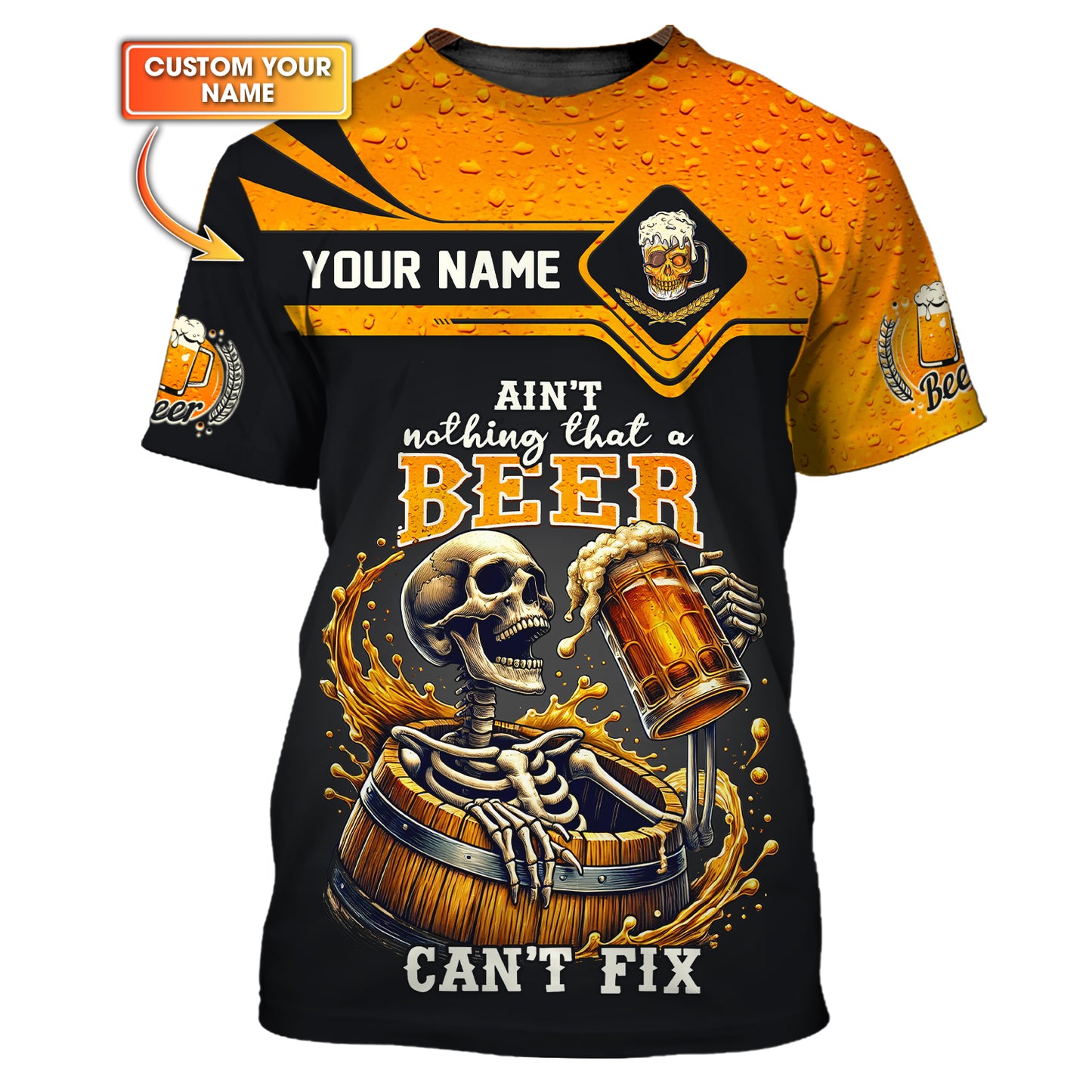 Camisetas con nombre personalizado de cerveza No hay nada que una cerveza no pueda arreglar Camiseta 3D Regalo para amantes de la cerveza