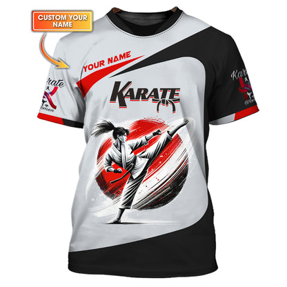 Camiseta de karate para mujer con nombre personalizado Camiseta de karate en 3D Regalo personalizado para amantes del karate