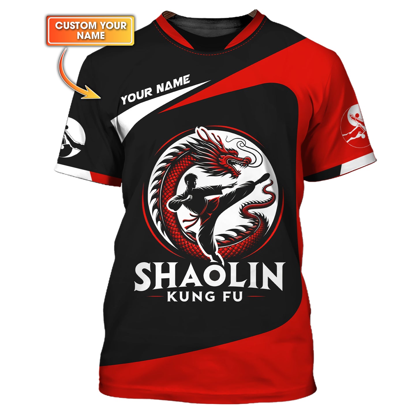 T-shirt personnalisé avec nom 3D Shaolin Kung Fu, cadeau personnalisé pour les amateurs de Shaolin Kung Fu