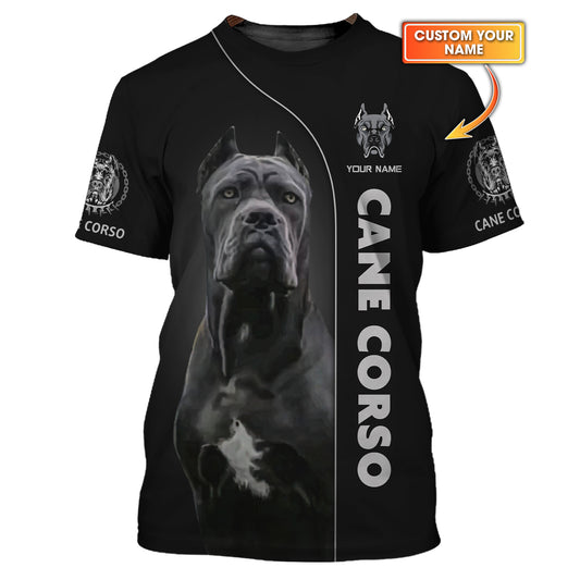 T-shirts pour chien Cane Corso à impression 3D complète, cadeau personnalisé avec nom pour les amoureux des chiens