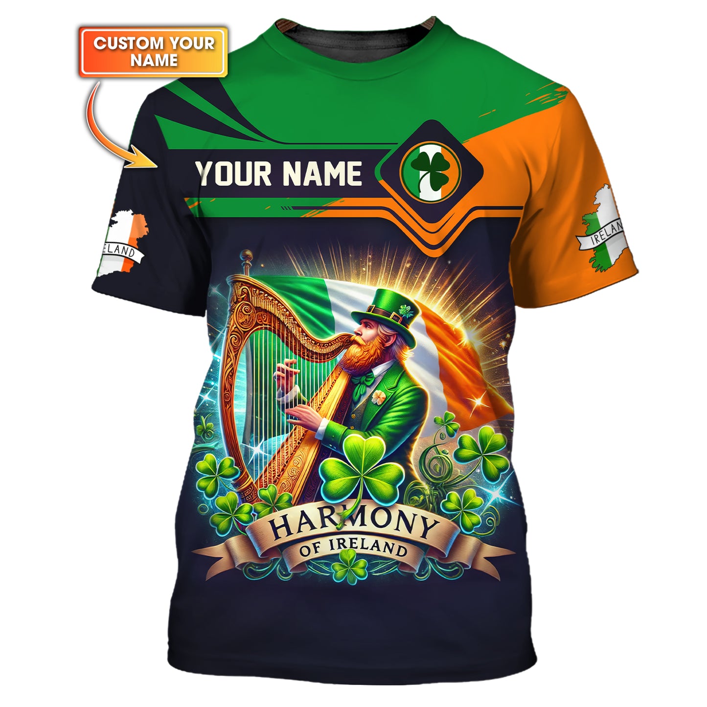 Camisetas de guerrero irlandés con impresión 3D completa, regalo con nombre personalizado para amantes de Irlanda