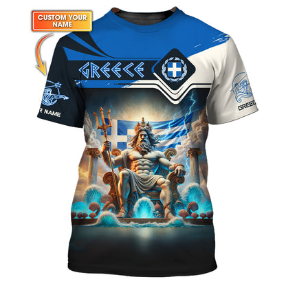 Camiseta griega con estampado completo en 3D y nombre personalizado como regalo para amantes de Grecia