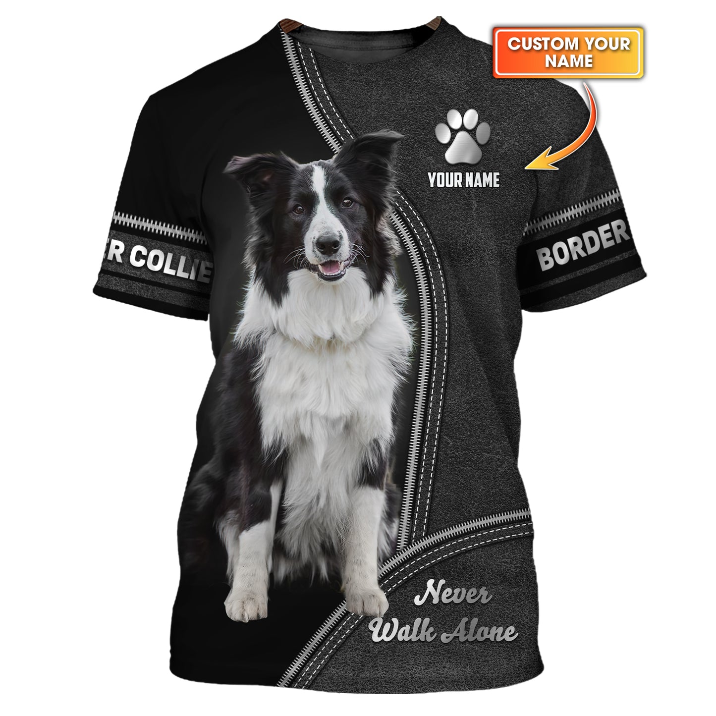 Camisetas personalizadas de Border Collie Camiseta mística de Border Collie en 3D Regalo para amantes de los perros