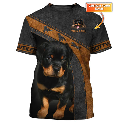 T-shirts personnalisés pour chiots Rottweiler T-shirt 3D Rottweiler Cadeau pour les amoureux des chiens