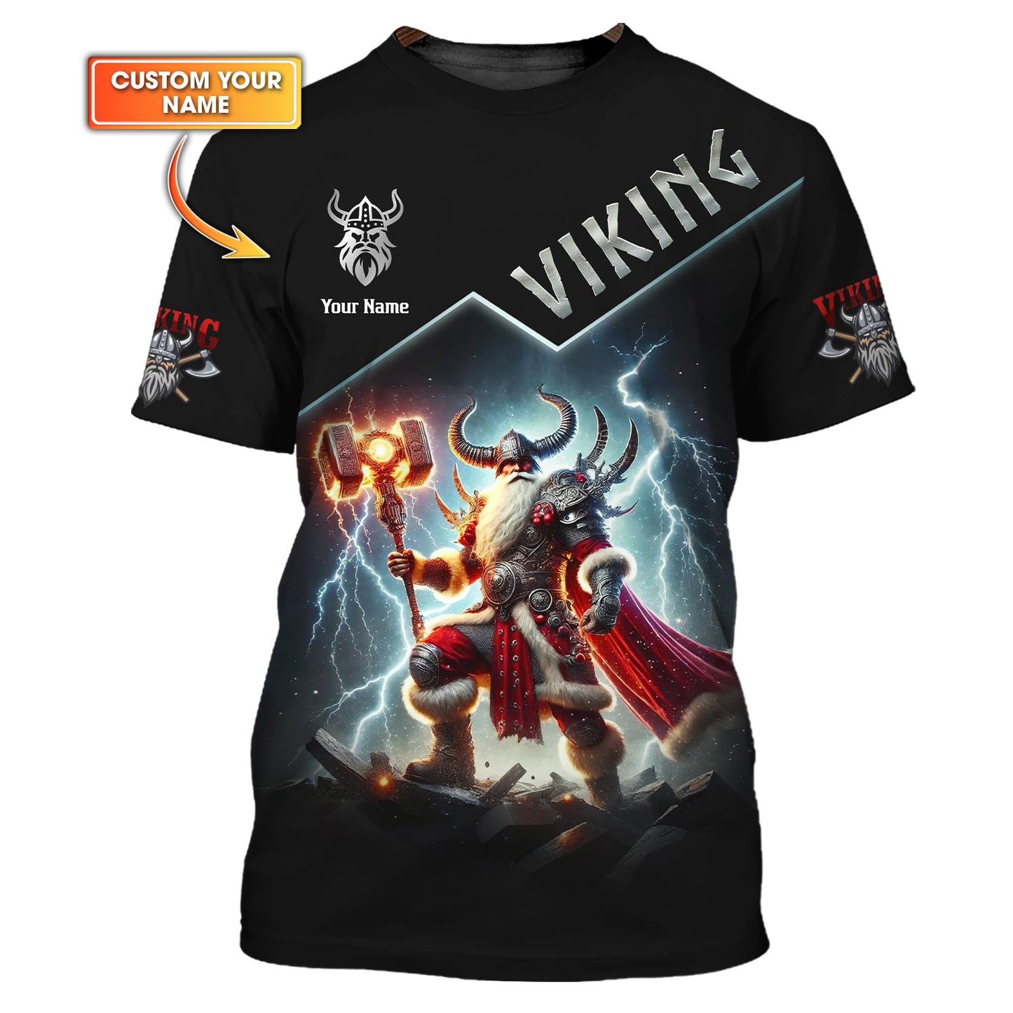 Custom Viking Warrior T-Shirt Personalized Norse Mythology Apparel With Your Name