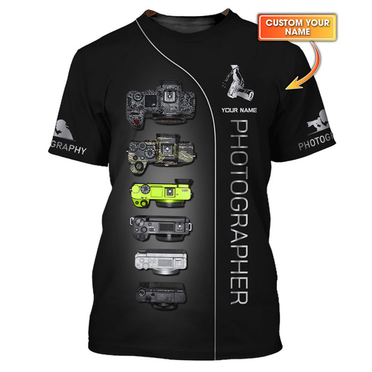 Personalized Photographer T-Shirt - Custom Name for Camera Lovers