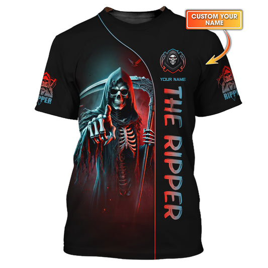 Skull Custom T- Shirts The Ripper With Scythe 3D Shirt Gift For Skull Lovers