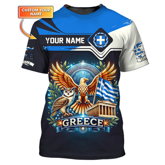 Camiseta personalizada con el nombre de Heracles y la bandera de Grecia con impresión 3D completa para amantes de Grecia