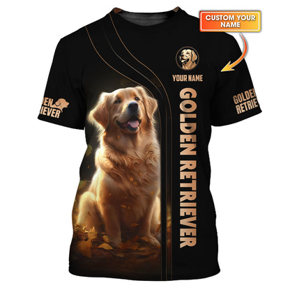 3D Full Print Golden Retriever T-Shirts Personalized Name Gift For Dog Lovers