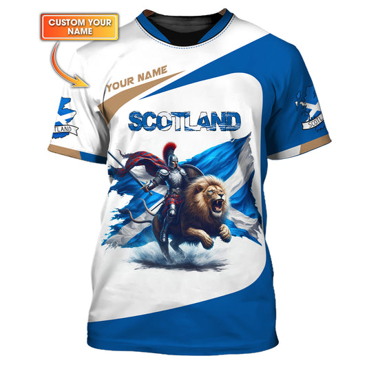 3D Full Print Knight With Lion Of Scotland  Shirt Personalized Name Gift For Scotish Lovers