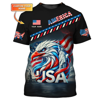 T-shirt unisexe américain avec nom personnalisé American Eagle Shirts T-shirt America Lover