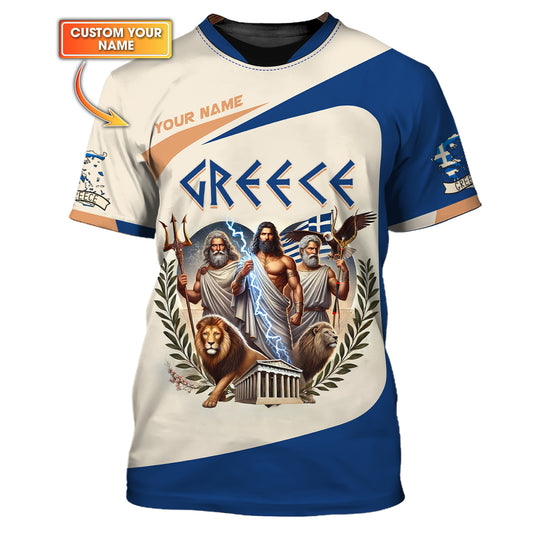 Camiseta personalizada con el nombre de Heracles y la bandera de Grecia con impresión 3D completa para amantes de Grecia