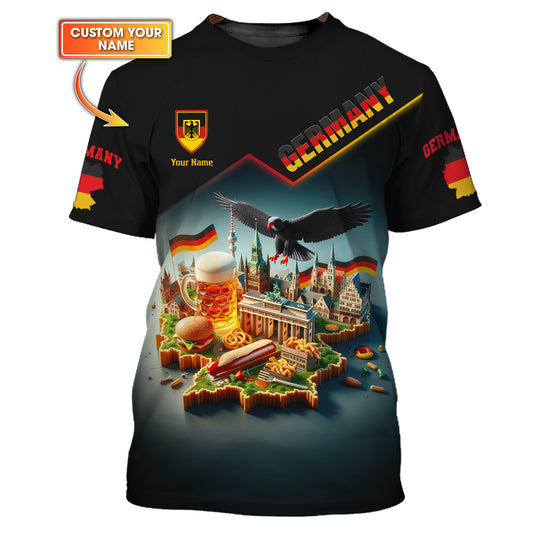 Camiseta de Alemania con nombre personalizado y estampado completo en 3D, regalo para amantes de Alemania