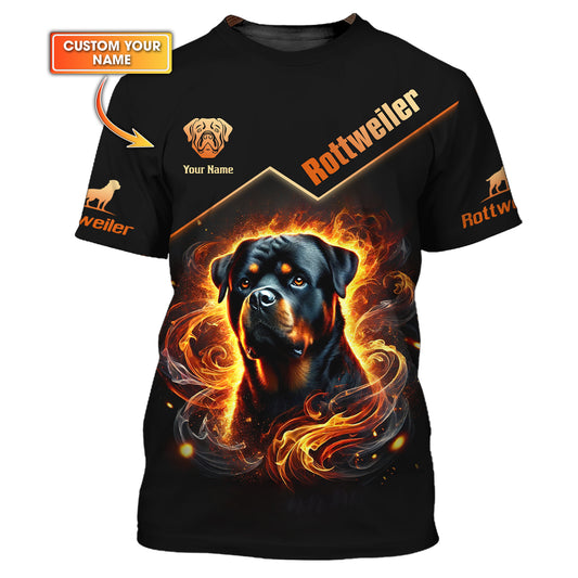 Rottweiler With Fire Custom 3D Shirt Gift For Dog Lovers