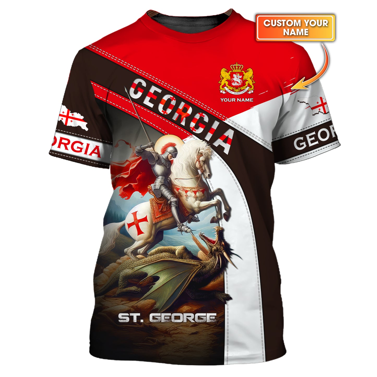 T-shirts personnalisés Saint George tue le dragon, cadeau pour les amoureux de la Géorgie