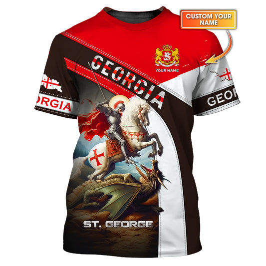 Saint George Slays The Dragon Custom T-Shirts Gift For Georgia Lovers