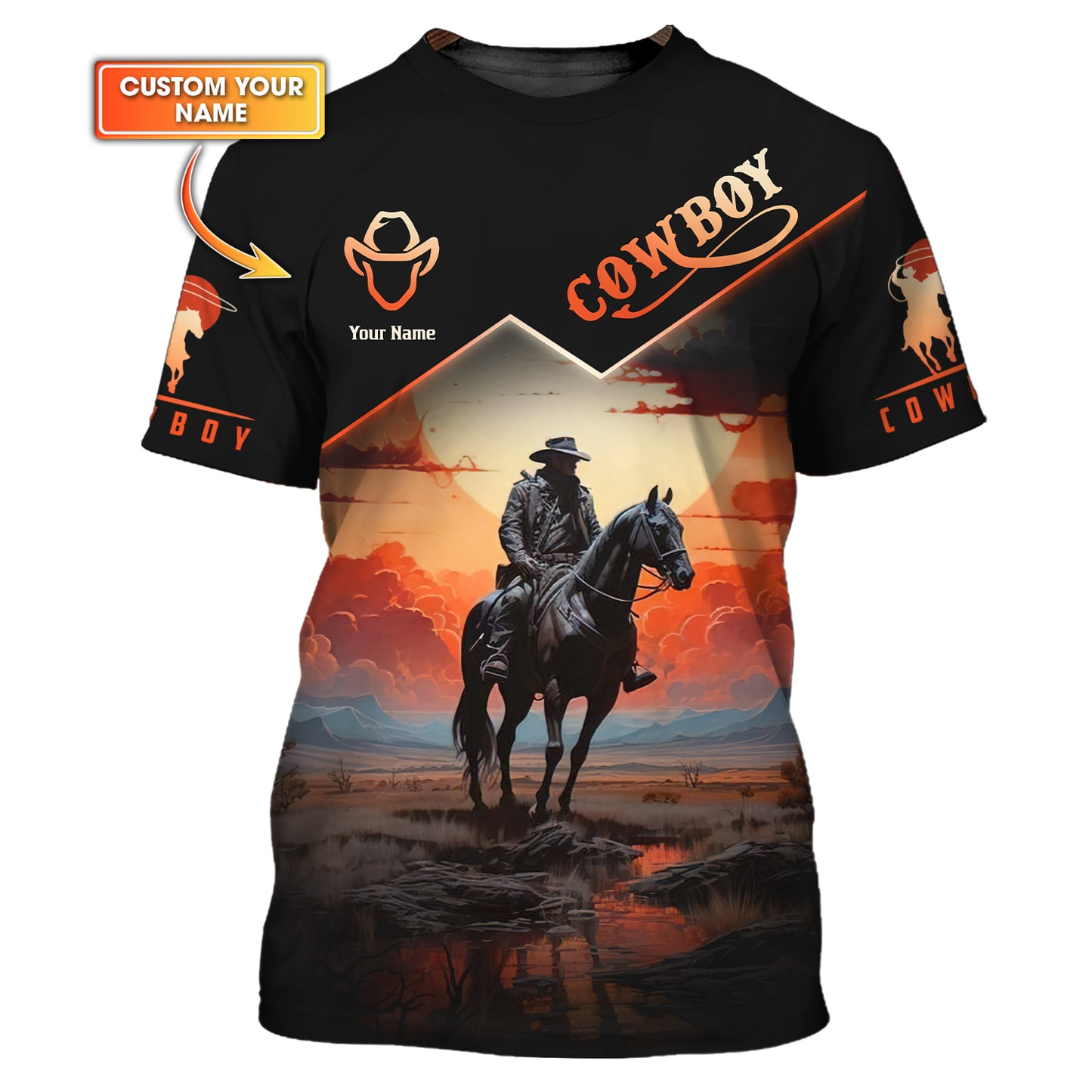 Camisa de vaquero 3D con nombre personalizado, regalo personalizado para vaquero