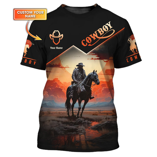 T-shirt de cow-boy personnalisé avec nom 3D, cadeau personnalisé pour cow-boy