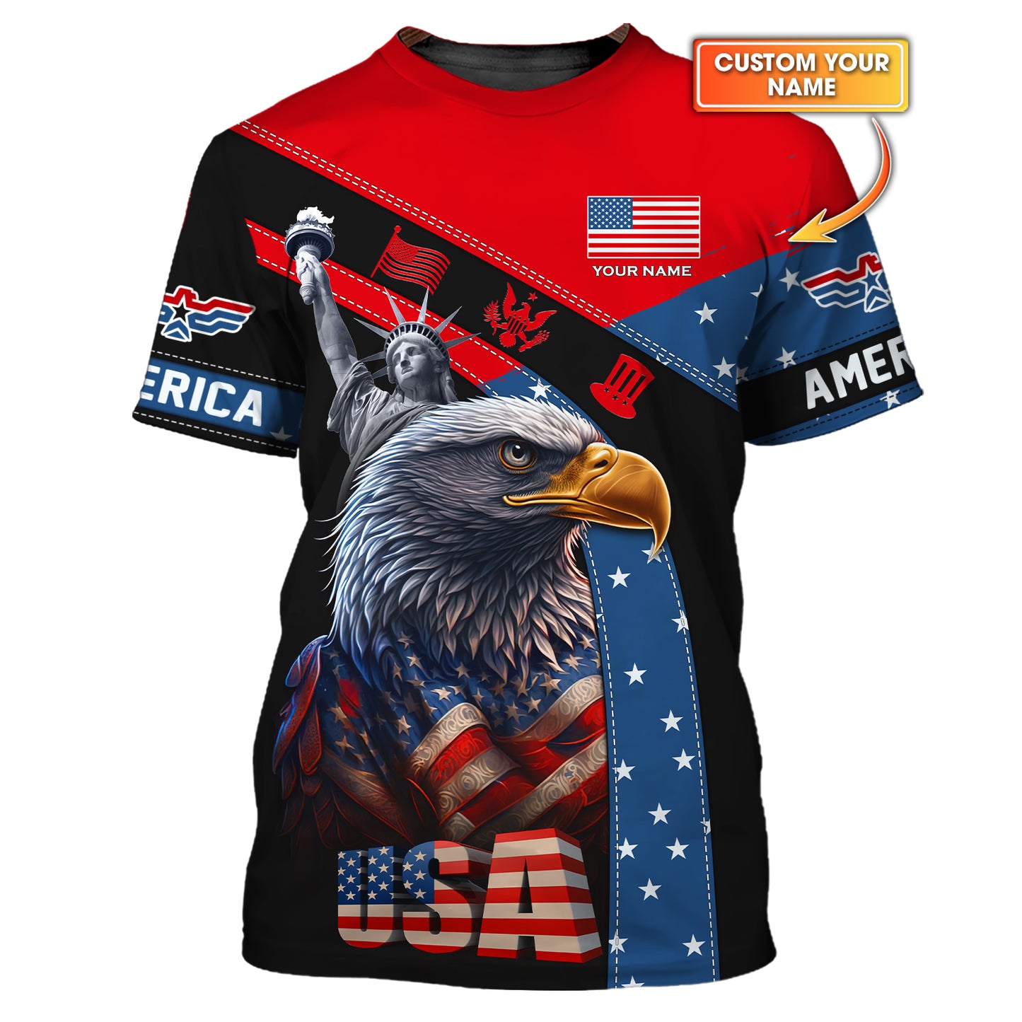 T-shirts personnalisés américains American Eagle 3D Shirts Cadeau pour les amoureux américains