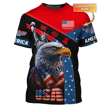 Camisetas personalizadas estadounidenses Camisetas 3D con águila estadounidense Regalo para amantes estadounidenses