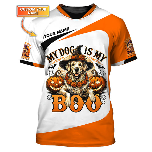 Golden Retriever Custom Name Shirt My Dog Is My Boo Gift For Dog Lover 3D Shirts