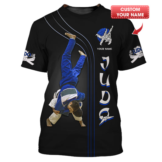 T-shirt personnalisé avec nom de judo imprimé en 3D, cadeau personnalisé pour les amateurs de judo