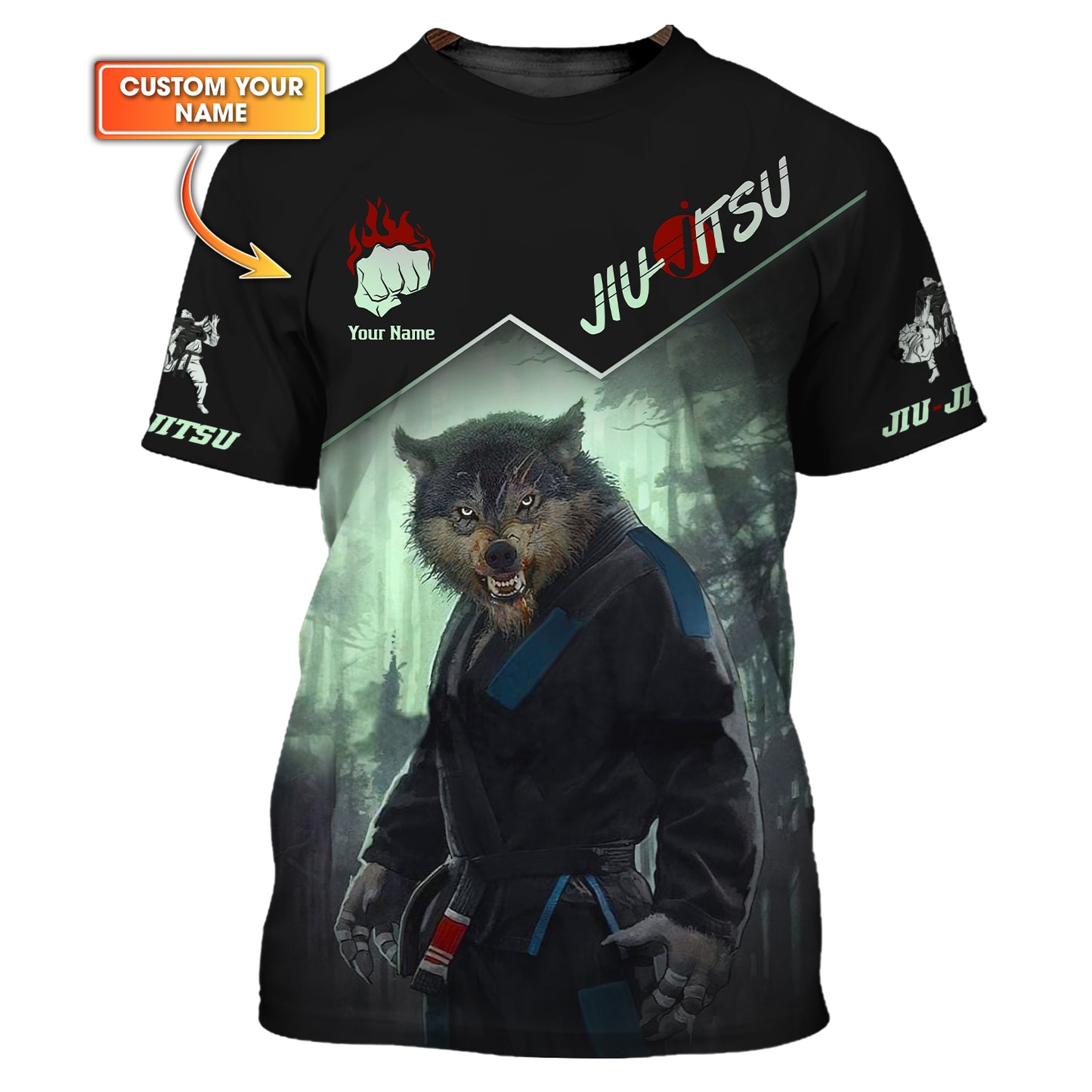 Wolf Jiu Jitsu 3D Full Print Shirt Jiu Jitsu Unisex Shirt Gift For Jiu Jitsu Lovers