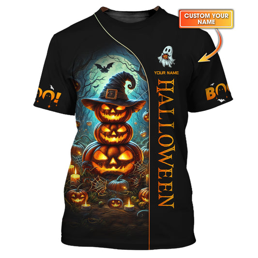 T-shirts personnalisés Joyeux Halloween Citrouille d'Halloween T-shirt 3D Cadeau pour les amoureux d'Halloween