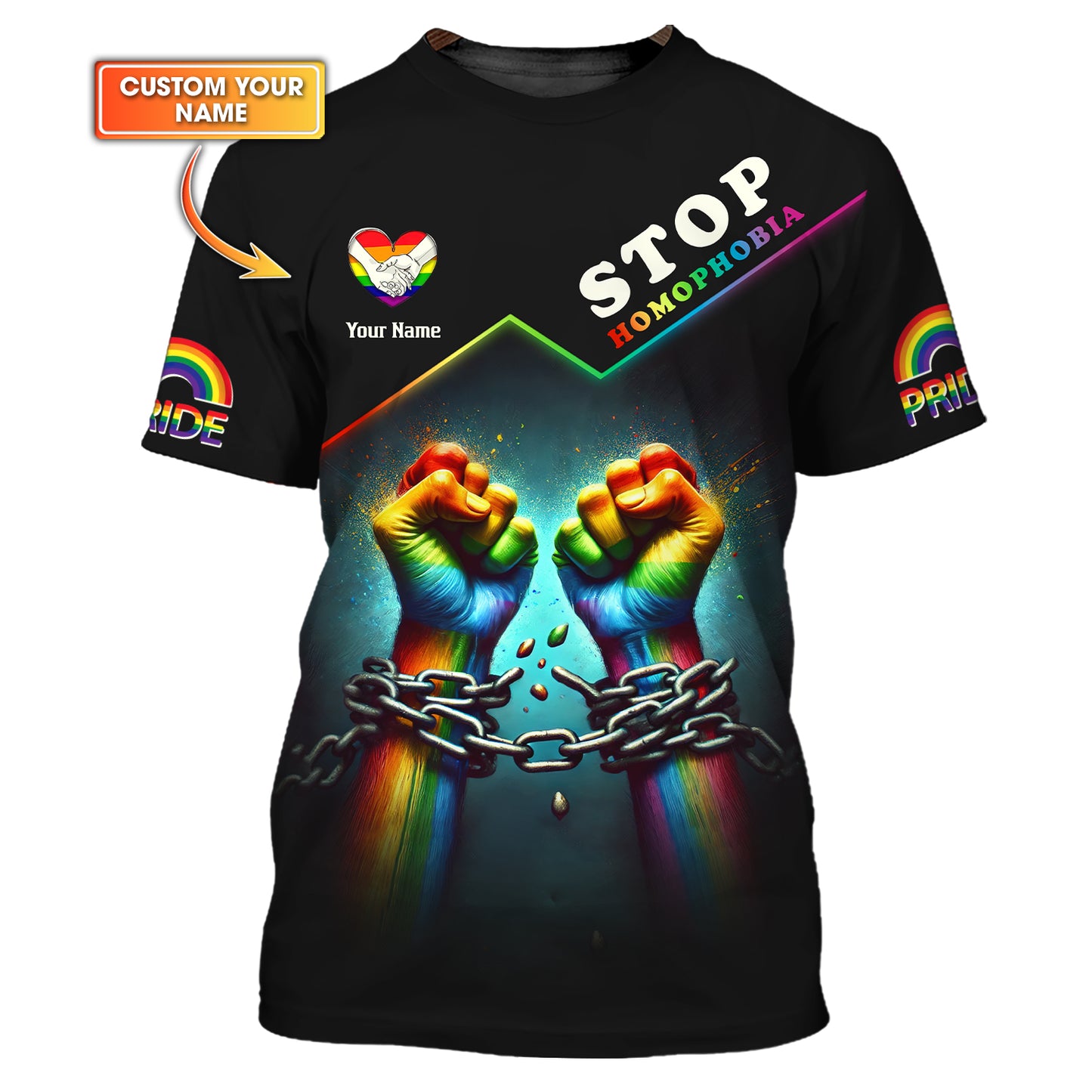 LGBT Pride Custom Name 3D T-Shirts Stop Homophobia Shirt Gift For LGBT Lovers