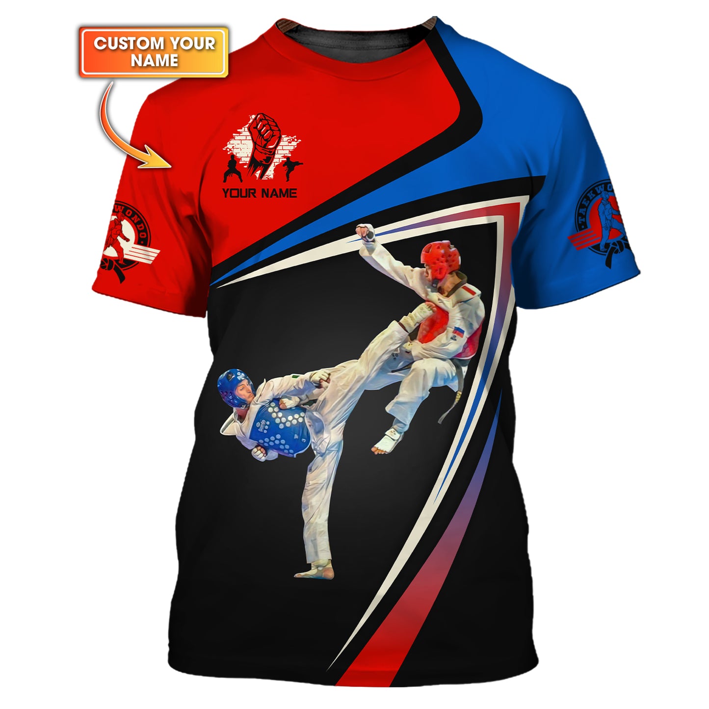 T-shirt de taekwondo avec nom personnalisé Cadeau de nom personnalisé pour les amateurs de taekwondo