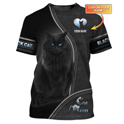 Black Cat Custom Name Cat Mom 3D Shirt Gift For Cat Lovers