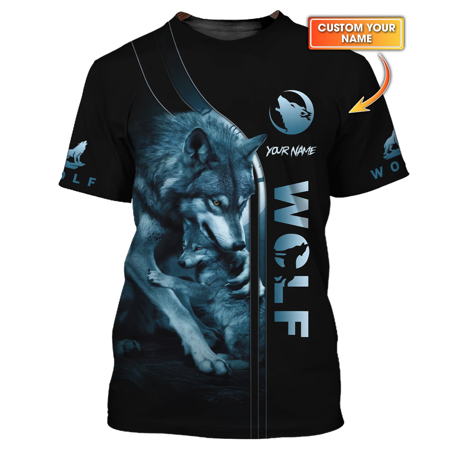 3D Full Print Father Wolf And Son Shirt Personalized Name Gift For Wolves Lovers