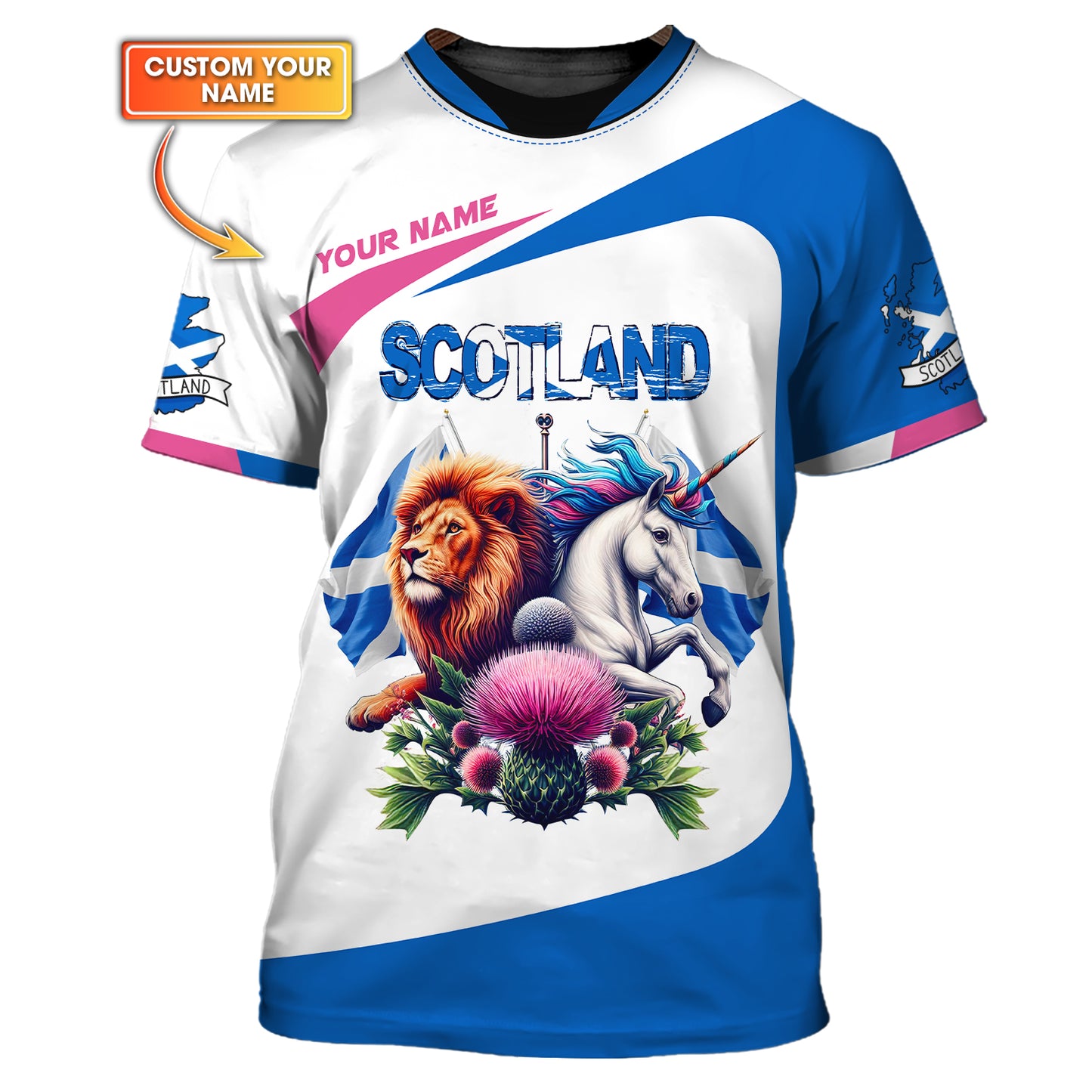 Camiseta personalizada con el orgullo de Escocia: león y unicornio de Escocia, regalo para los amantes de Escocia