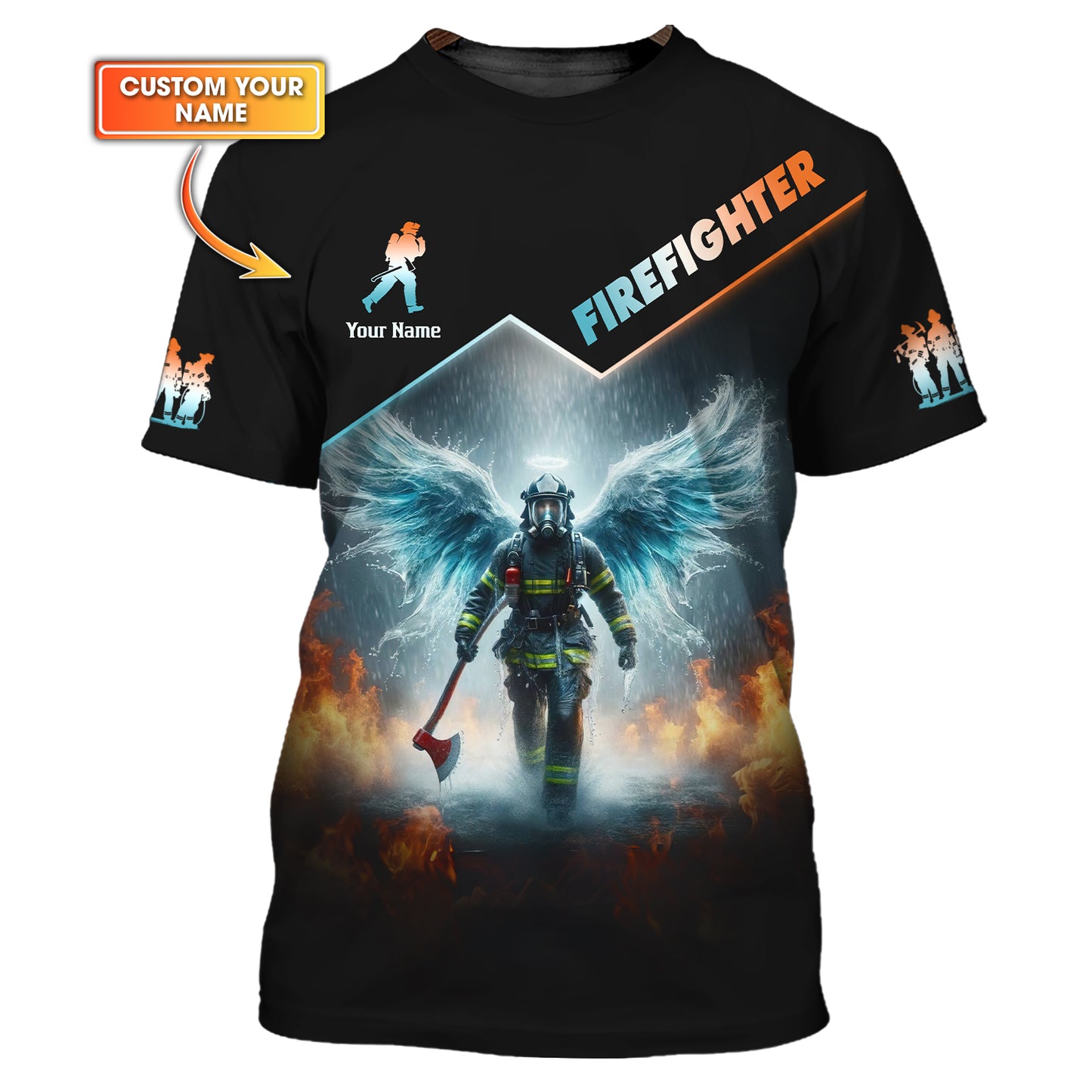 Custom Firefighter Angel T-Shirt Personalized Name Gift For Firefighter Lovers