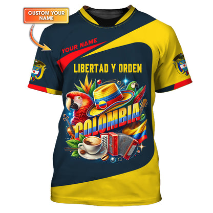 T-shirt Colombia Life avec nom personnalisé, impression complète en 3D, cadeau pour les amoureux colombiens