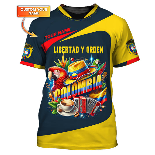 Camiseta de Colombia Life con nombre personalizado y estampado completo en 3D, regalo para amantes colombianos