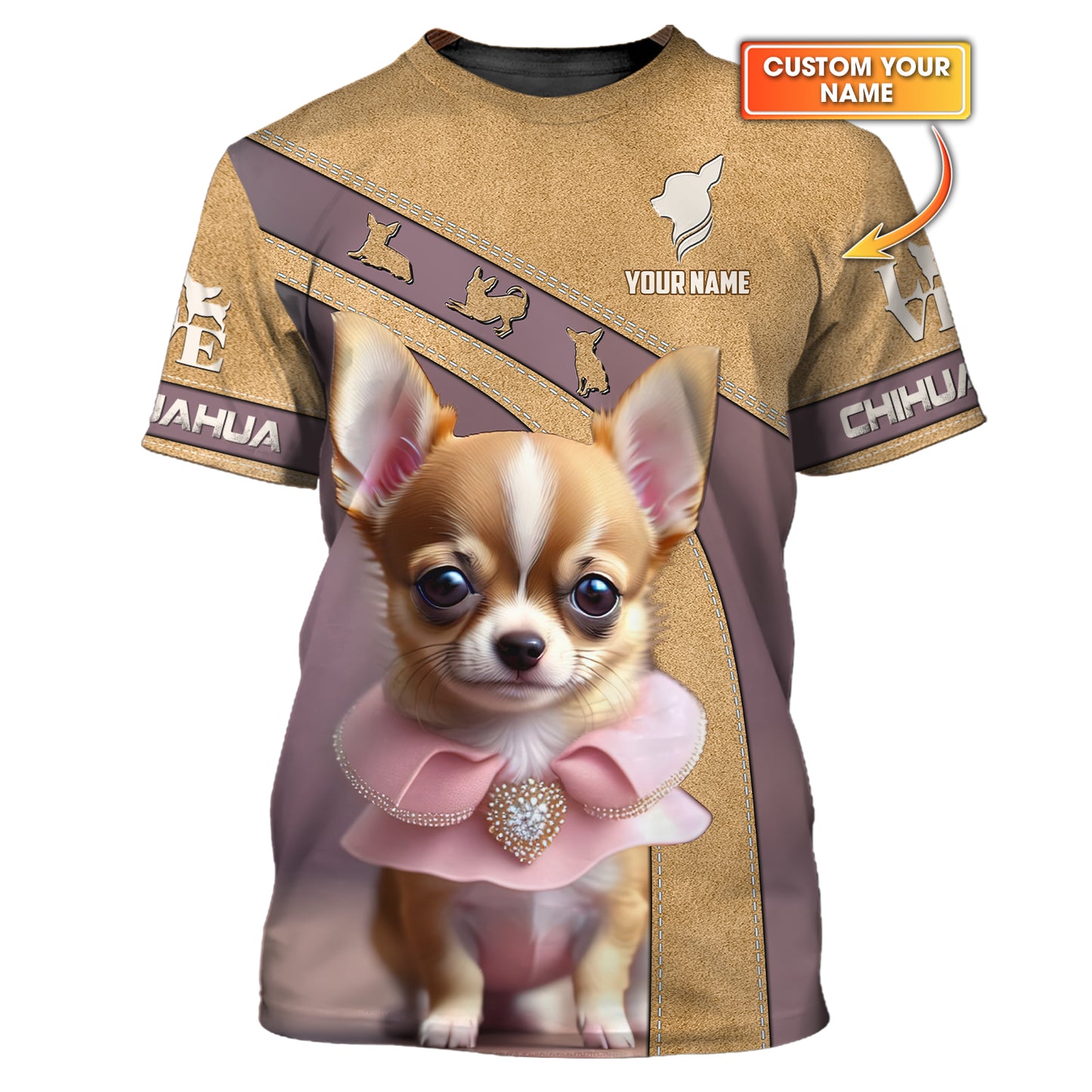 Lovely Chihuahua Custom Name Shirt Gift For Dog Lover 3D Shirts