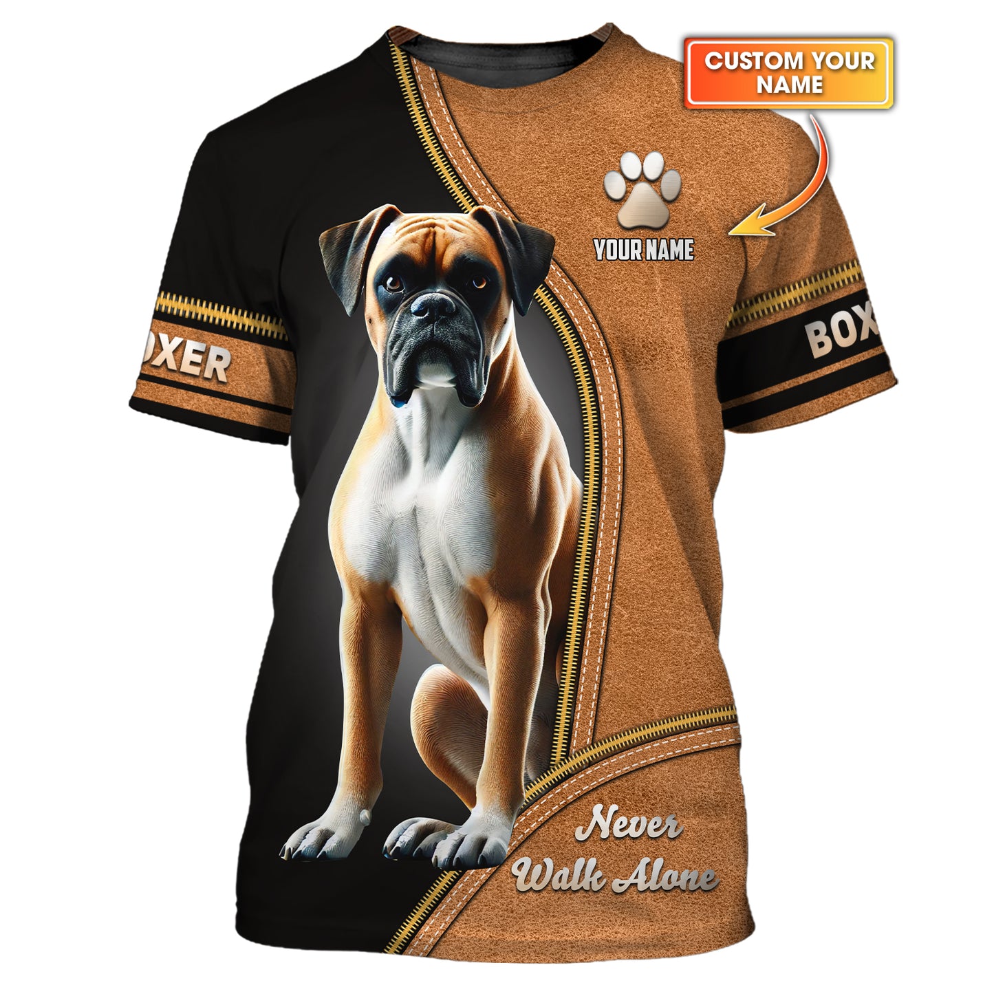 3D Full Print Boxer Dog T-Shirts Personalized Name Gift For Dog Lovers