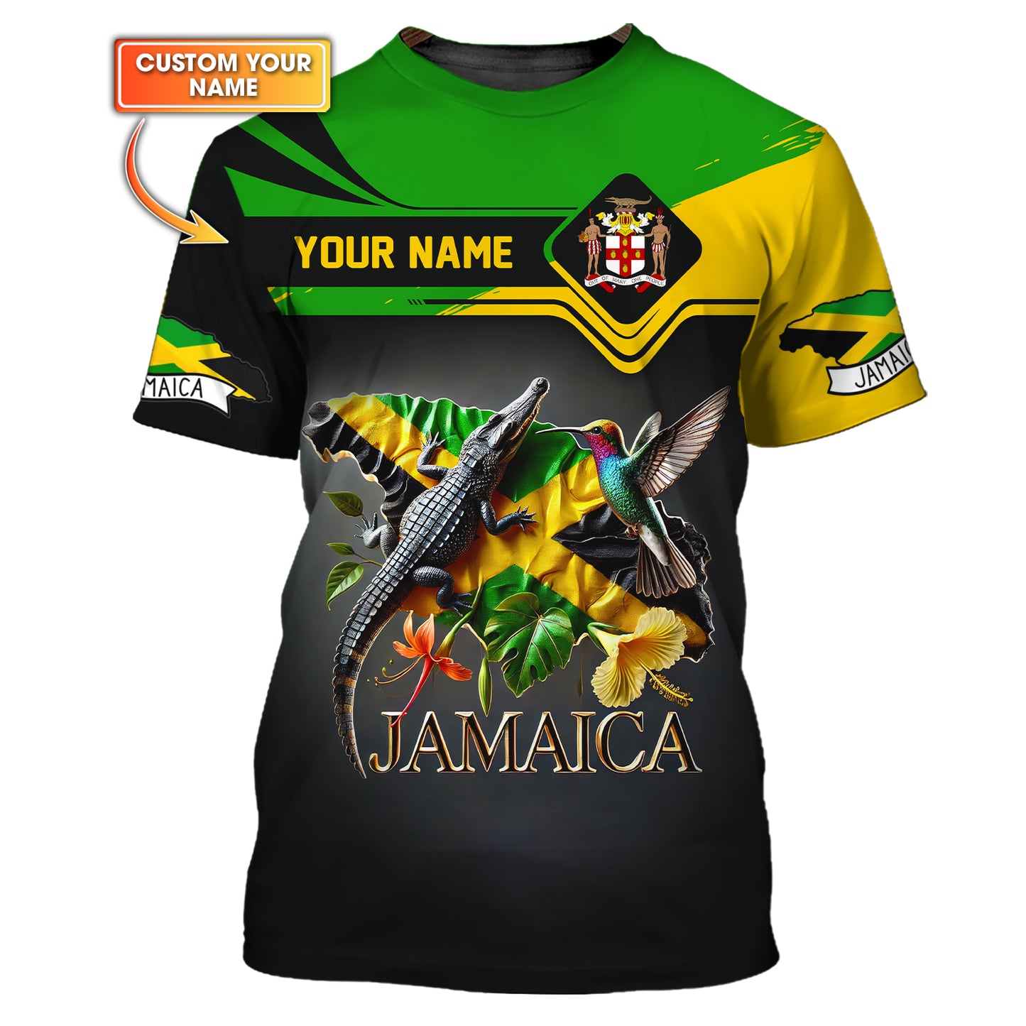 Camisetas con estampado 3D completo de guerrero cocodrilo de Jamaica, regalo con nombre personalizado para los amantes de Jamaica