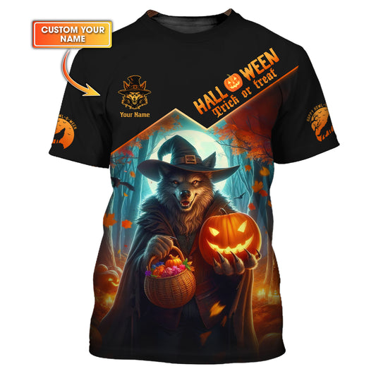 Halloween Custom T- Shirts Wolf Witch 3D Shirt Gift For Halloween Lovers