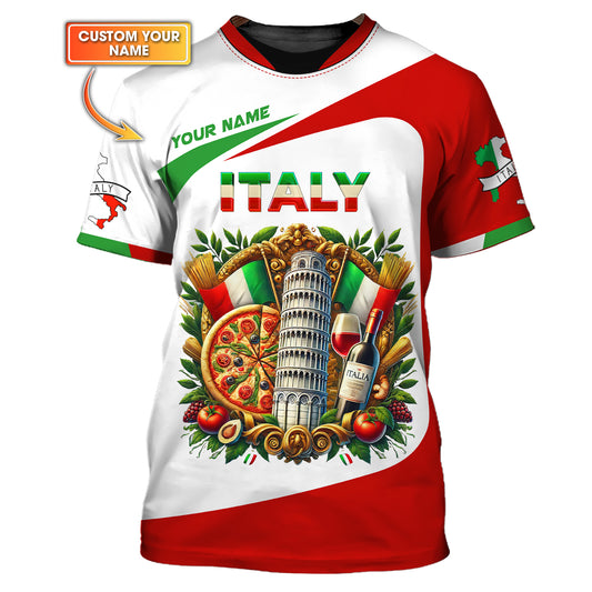 Camiseta 3D de Italia Life Camiseta personalizada de Italia Regalo para amantes de Italia