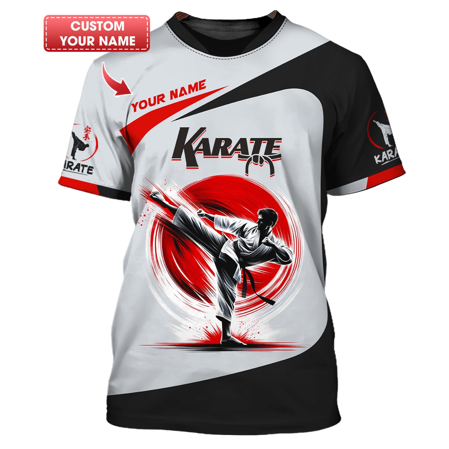 T-shirt de karaté pour homme avec nom personnalisé, t-shirt de karaté 3D, cadeau personnalisé pour les amateurs de karaté