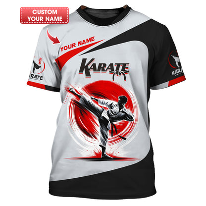 T-shirt de karaté pour homme avec nom personnalisé, t-shirt de karaté 3D, cadeau personnalisé pour les amateurs de karaté