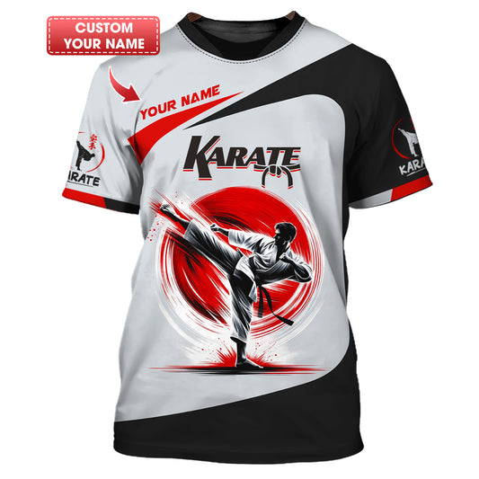 Camiseta de karateca con nombre personalizado en 3D, regalo personalizado para amantes del karate